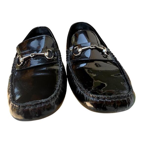 Cole Haan Black Patent Leather Horse Bit Driving Moc Loafer Women size 8.5 - Picture 3 of 7